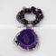 Stripped Onyx & Amethyst Antique 925 Sterling Silver Necklace, Silver Jewellery, 925 Silver Jewellery