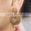 Indian Antique Gold Plating With Ruby Drop Earring For Women