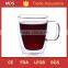 Double-wall insulated 12-ounce glass mug with handle
