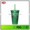 promotion insulated double wall 16oz plastic tumbler with glitter insert
