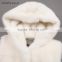 Factory discount white mink pelt fur vest with hood