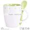 New design dot cheap ceramic mug with spoon