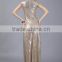 Luxury Gold Mermaid short Sleeve Beaded Formal Prom Evening Wedding Party Dress