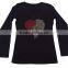 Womens Fashion T-shirt with Heart with Rose in Rhinestones