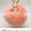 2017 new design animal fur pom pom keychain wholesale Fur ball animal keychain hot selling fur ball woman bag charms