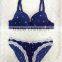 Lovely flower printed hot sale sexy ladies fancy bra panty set