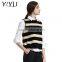 Latest Designs winter fall women stripe color block cashmere vest sweater