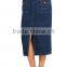 High quality latest model denim skirt high waist with belt long skirt