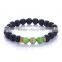 Handmade Black Lava Rock Beads Charm Elastic Bracelet