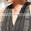 Vintage-inspired Black Long Jumpsuit Ladies Open Back Striped Jumpsuit (17052801)