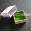 Top quality mini paper box with velvet flocked and green ribbon tie
