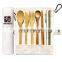 Bamboo Utensils Eco Friendly Flatware Set Bamboo Cutlery bag Set Bamboo Travel Utensils Camping Set Portable