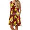 Modest plus size women clothing casual sleeveless floral maxi dress