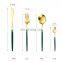 OEM Personalised Solid Stainless Steel Wedding Flatware Golden 24 Pcs Trending Cutlery Dinnerware Sets
