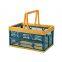 Collapsible Shopping Basket, Foldable Storage Containers, Plastic Stackable Picnic Basket with Handle