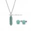 Big Promotion Rose Quartz Natural Stone Bullet Wire Necklace Earrings Jewelry Set SMJ0169