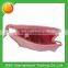Grid pattern woman pink zipper closure small fashion cosmetic bag