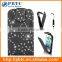 Set Screen Protector Stylus And Case , Bling Black Leather Wallet Cover For Samsung Galaxy Fame S6810