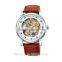 Genuine Leather Mechanical Stylish Men Skeleton Watch
