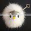 Trendy black Large Monster Bag Charm Fur Pom Poms Keychains Luxury Car keychains of raccoon fur Bird monster