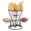Black Fry/Fries Cone Basket With 2 Condiment Holders