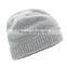 100% acrylic Stylish Casual Mens Blue Beanie Knitted Caps Rib Hats