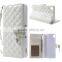 For Sony Xperia Z4 Wallet Leather Case Quilted Plaid Diamante Flower Pendant,For Sony Xperia Z4 Wallet Leather Case
