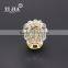 1 3/8 inch zinc alloy gold-plated clear pumpkin shape glass knob