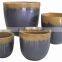 Yellow pottery planter with egg shape from China factory