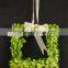 preserved boxwood square wreath with silk bowknot