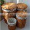wicker material hand woven folding laundry basket with legs