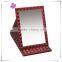 Hot sales! Christmas gift vintage red leather cosmetic mirror WJ-10(PW-51), portable makeup table mirror,folding pocket mirror