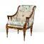 New Arrival Exquisite Victorian Style Replica Solid Wood Carving Leather Chair with Goose Arms and Chinoiserie Back BF12-04074a