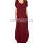 Guangzhou Clothing OEM Red Pocket Split Dress Pictures Of Latest Elegant Designs