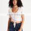 MGOO Top Quality Scoop Neck Blank Front Button Tops Sexy Women Fitness Ribbed Knitted Tank Top