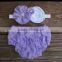 Hot selling baby clothes infant lavender ruffle bloomer wholesale baby girl diaper cover with headband