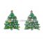 Wood Sewing Buttons Scrapbooking 2 Holes Christmas Tree Multicolor Streak Pattern