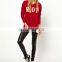 CHEFON Raglan sleeve 100% cotton ladies sweatshirt without hood CAH0002