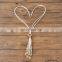 Bohemian white suede tassel pendant necklace jewelry with gold starfish and leaves pendant on tassel