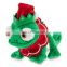 custom green glittering lizard wearing elf hat plush toy