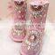 Aidocrystal Pink Warm Snow Boots Children Adult Fur Winter Girls snow boots with Rhinestone