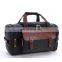 Men Holdall Travel Canvas Duffel Bag  Leather Trim Tote Shoulder