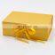 Bespoke yellow golden color rectangle retail products wrapping foldable gift box with ribbon