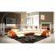 Adjustable headrest U shaped modern design sofa with footrest couch leather sectional living room sofa set