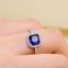 925 Sterling Silver Square Sapphire Zircon Rings Women's Zircon Rings