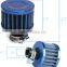 AF001-BL Universal car parts 12mm Cold Air Intake Filter Mini Breather Turbo Vent Cleaner  for Car Motorcycle Engine Parts Blue
