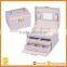 White Leather Jewelry Box,Cosmetic Jewelry Travel Case, Lock Jewelry Storage Case Organizer
