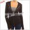 2016 New Design Black Solid Pocket Women Zip Up Hoodie Jacket Wholesale Custom Made Cheap Price