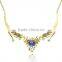 Women Jewelry 18k Gold Plated Pink Crystal Choker Chunky Statement Bib Necklace