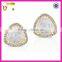 Fashionable yellow gold plated cz pave earring for women wholesale moonstone stud earrings with rose gold